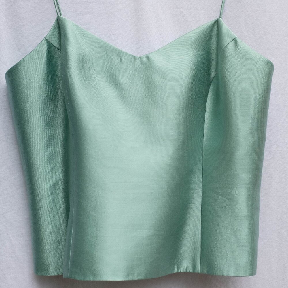 Jovani NY 3 Pc‎ Silk Wool Set 18M Aquamarine Blazer Tank Lace Skirt Beaded NWT - Picture 11 of 16